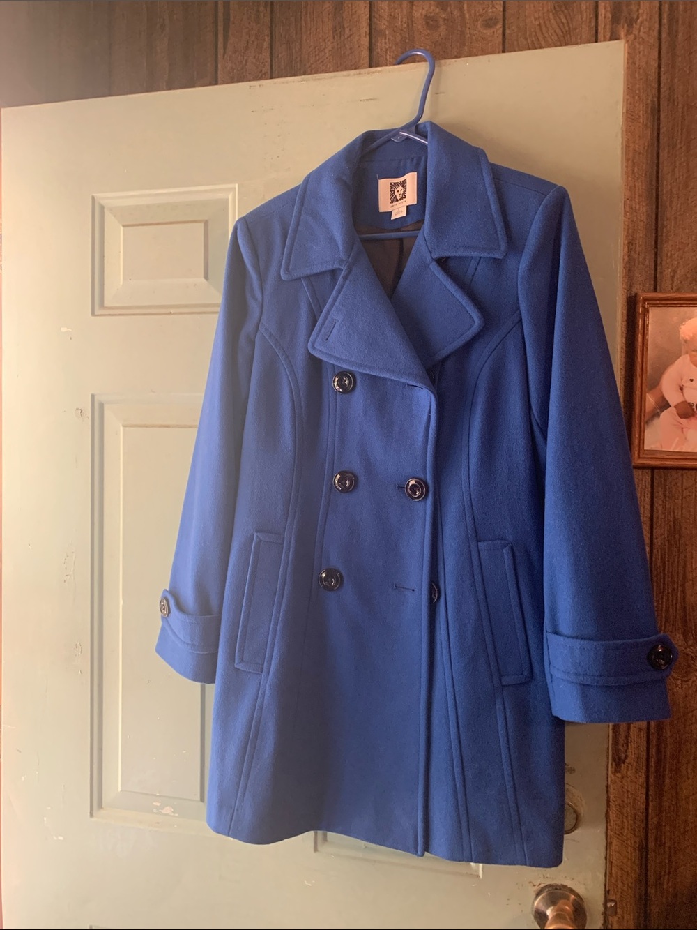 Anne Klein Royal Blue Double-Breasted Peacoat